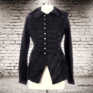 TRIPP NYC Hot Topic steampunk band jacket w/attached faux fur hood